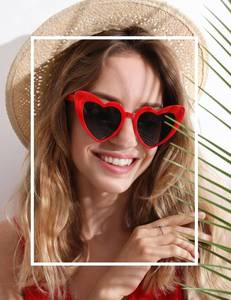 lot 6069 image: LOHO MAGICA Women Fashion Heart Sunglasses 7 Pack Heart Shaped Sunglasses for Women Vintage Love Cat Eye Retro Glasses Red - Retail $15