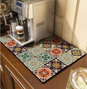 lot 6077 image: Cciphy Cute Coffee Maker Mat for Countertops Bar Accessories, Colorful Dish Drying Pad for Kitchen, Absorbent Quick Drying Mat, 12 X16 inch (Color B, 16x12) - Retail $9