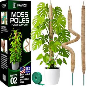 lot 6079 image: 2 Pack 28 Bendable Moss Pole Monstera Plant Support for Climbing Indoor Plants - Stakes for Potted Climbers - Tall Sticks Indoor Trellis for Houseplants - Accessories for Monstera Pot - Retail $10