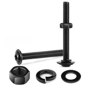 lot 6083 image: M6 x 50mm Flanged Button Head Socket Cap Screws Bolts, Nuts, Flat & Lock Washers, 10Pcs 18-8 (304) Stainless Steel, Fully Threaded, Black Oxide by SG TZH (with Hex Spanner) - Retail $14