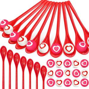 lot 6084 image: Paradi star 48Pcs Valentine Spoon Relay Race Toy Set,Heart Bouncy Balls Spoons Balance Games for Kids Adults Indoor Outdoor Party Supplies,Valentines Day Gift - Retail $18