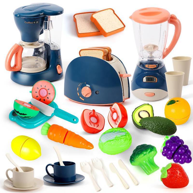 lot 1119 image: TOY Life Kids Blender, Coffee Maker, Toaster, Toy Kitchen,Play Kitchen Appliances Kids with Light and Sound, Play Coffee Maker for Toddlers, Learning Kitchen Toys Gift for Grils Boys