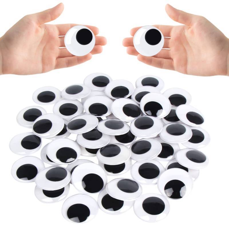 lot 2210 image: LOMIMOS 2inch Black Wiggle Googly Eyes with Self-Adhesive,Large Black Round Plastic Googly Eyes for DIY Craft Decoration(50PCS)