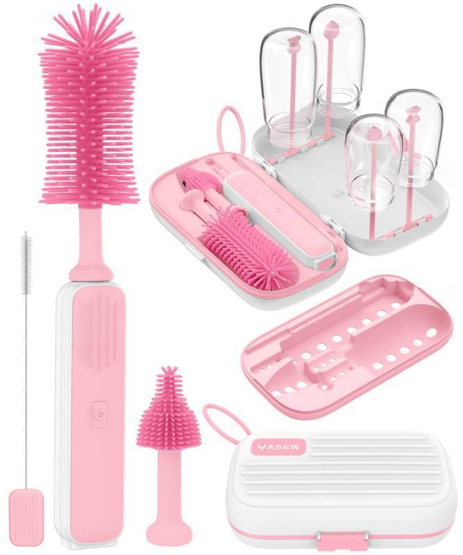 lot 3047 image: Electric Baby Bottle Brush Cleaner, Baby Travel Bottle Cleaner Kit- 2000mAh Rechargeable Silicone Brush, Drying Rack, Compact Storage Box, 360° Efficient Cleaning Bottle Brush for Home &amp On-The-Go