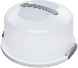 lot 6101 image: Sterilite Cake Server Circular Serving Container White CRACK ON ONE SIDE BY LATCH - Retail $17