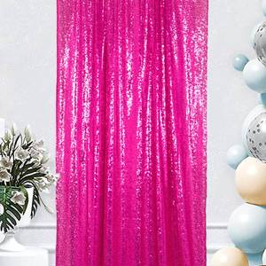 lot 6102 image: AMZLOKAE Sequin Backdrop Curtain Hot Pink 2FTx7FT Sequin Curtain for Windows Shimmer Curtain Panel Photography Backdrop Baby Shower Curtain Glitter Curtain Backdrop Curtain for Parties - Retail $12