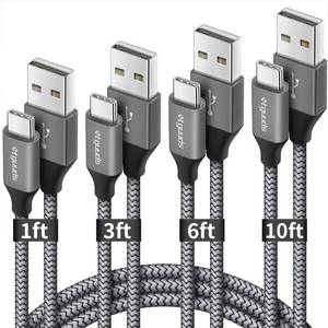 lot 6107 image: etguuds USB C Cable Fast Charging 4-Pack, 13610 ft, Nylon Braided Type C Charger Cord Compatible with Samsung Galaxy S10 S9 S8 Plus S10E Note 20 10 9 8, A10e A20 A30 A50 A70 A51 A71, LG G6 G7 G8 - Retail $10