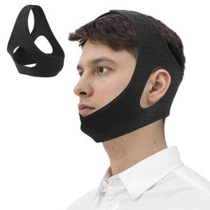 lot 6110 image: Anti Snore Chin Strap for Men, Adjustable Anti-Snoring Chin Strap, Breathable Sleep Chin Strap to Keep Mouth Closed, Mouth Breathing Corrector & Snoring Solution, Comfortable Sleeping Jaw Strap, Black - Retail $15