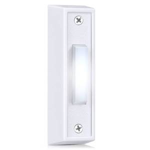 lot 6118 image: Saillong 1 Piece Lighted Doorbell Button, Wired Doorbell Push Button, Replacement Wall Mounted Garage Door Bell with LED Light Compatible with Most Wire Chimes, Transformer (White,White Light) - Retail $7