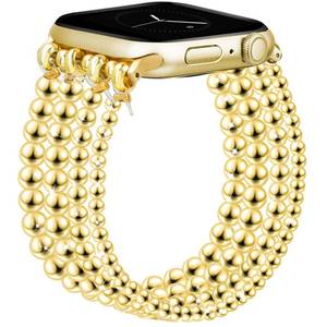 lot 6119 image: JR.DM Gold Beaded Bracelet Bands Women Compatible with Apple Watch 40mm 42mm(S1011) 41mm 38mm Dressy Fancy Stretchy Elastic Jewelry Strap Replacement for iWatch Series 1110987654321SE - Retail $15