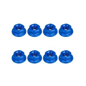 lot 6120 image: 8PCS Flange M4 Lock Nuts Aluminum M4 Wheel Hardware for 110 RC Crawler TRX4 SCX10 Axial HPI TLR ECX Model Car Vehicles Upgraded Replacement Parts (Dark Blue)