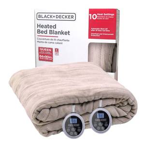 BLACK+DECKER Heated Blanket Electric Queen, Micro Plush Electric Blanket, Heating Blanket with 10 Heating Levels, 10H Timer, Auto Shutoff, Dual Zone Heating, Fast Heating (84x90 inches, Cream) - Retail: $69