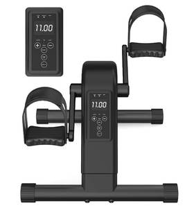 lot 6141 image: 12-Levels Mini Exercise Bike Under Desk with LCD Display, Quiet Electric Bidirectional Bicycle Pedals for Home for Seniors, Stationary Bike Under Desk for Leg & Arm Physical Therapy Exerciser, Black - Retail $66