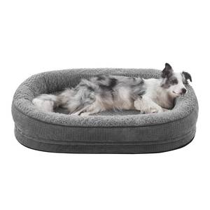 lot 6158 image: JOEJOY Orthopedic Dog Bed for Large Dogs, Egg-Crate Memory Foam Pet Bed with Bolster Sides, Waterproof Lining, Removable Washable Cover & Non-Slip Bottom, Grey - Retail $40