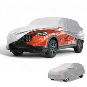 lot 6159 image: Partuto Waterproof All-Weather Universal Car Cover with Right Side Zipper, 190T-PU Silver Tone Fits for SUV Up to 181 Length - Retail $45