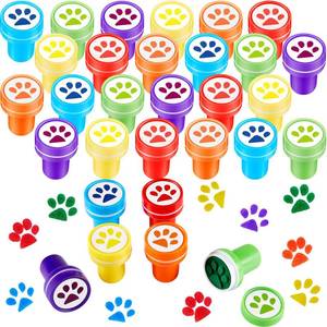 lot 6174 image: Dog Paw Print Stamp Self Inking Teacher Mini Colorful Stamp Party Favors Assorted Set for Classroom Party Educational Learning Activities - Retail $10