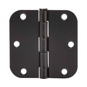 lot 6175 image: Amazon Basics Sturdy Rounded 58 Radius Interior Door Hinges with Included Screws, 3.5 x 3.5, Matte Black, 18-Pack - Retail $21