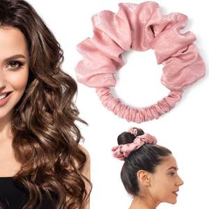 lot 6183 image: BLINKEEN Curling Scrunchie, Heatless Hair Curler to Sleep In, No Heat Curls for Long Hair, Soft Sleep Hair Roller (Pink, 1 Count) - Retail $10