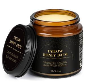 lot 6186 image: IIIMEIDU Beef Tallow for Skin, Tallow and Honey Balm for Face Moisturizer Balm, 100% Natural Organic Grass-Fed Beef, Honey, Vitamin E Oil for Body & Face (2.1 Oz) - Retail $10