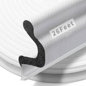 lot 6200 image: BISOTHAI 26 Feet Long Reach Door Weather Stripping Door Seal Strip, New Upgraded V-Shaped Replacement Kerf Weather Stripping for Door Frame Door Insulation, Easy Cut to Size(White) - Retail $14