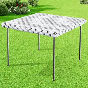 lot 6203 image: misaya Square Vinyl Table Cloth, Elastic Fitted Tablecloth with Flannel Backing, Waterproof Plastic Table Cover Fits Folding Tables for Easter, Camping, Indoor and Outdoor (White, 34 x 34) - Retail $14