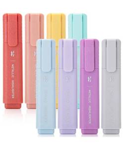 lot 6209 image: Mr. Pen- Glitter Highlighters, 8Pack, Metallic Colors, Chisel Tip Aesthetic Highlighters, Cute Markers