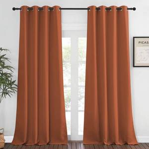 lot 6210 image: NICETOWN Blackout Window Curtain 90 inch Length - Room Darkening Thermal Insulated Grommet Large Window Treatment Light Blocking for BedroomDoorway (Burnt Orange, 1 Panel, W52 x L90) - Retail $16