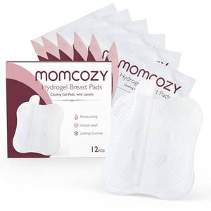 lot 6215 image: Momcozy Hydrogel Nursing Pads, Nipple Pads with Lanolin Supports Instant Cooling Relief from Breastfeeding and Pumping, Breastfeeding Essentials, 12 PCS Individually Wrapped - Retail $17