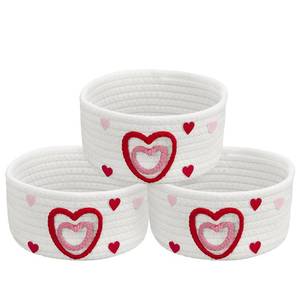 lot 6222 image: Meanplan 3 Pcs Galentines Day Gifts Heart Baskets, Red Pink Heart Woven Cotton Rope Basket Stuffers Storage for Best Friend Valentines Day Birthday Gifts, 7.09 x 7.09 x 3.15 Inch - Retail $37