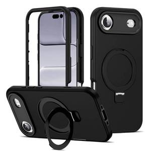 lot 6240 image: DuiDuiQ Compatible with iPhone 17 AIR Case 6.5with Magnetic Ring Stand Military Drop ProtectionCompatible with Mag-Safe Shockproof 17 Air Phone Case for Men Wowen,Black - Retail $30