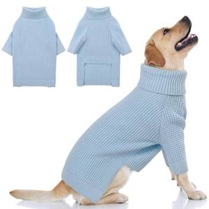 lot 6248 image: Queenmore Dog Sweater for Large Breeds, Dog Christmas Sweater,Turtleneck Knitted Pullover Xmas Pet Clothes Sweatshirt, Long Sleeve Warm Cat Sweaters, XL Dog Sweatershirt, Blue XL - Retail $29