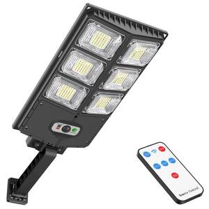 lot 6260 image: GORLDE 150W Solar Lights Outdoor, 8000LM Led Flood Light Motion Sensor with Remote Control, 3 Modes Solar Street Light Outdoor for Yard, Garden, Path, Parking lot - IP65 Waterproof - Retail $645
