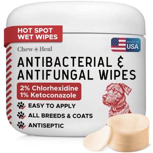 lot 6278 image: Soothing Dog Paw Wipes for Itchy Skin - Antibacterial and Antifungal Formula With Chlorhexidine and Ketoconazole - Daily Paw Cleaning Alternative to Shampoos - All Breeds  50 Count  Made in the USA - Retail $16