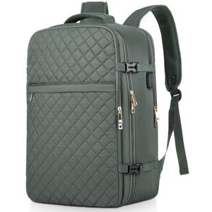 lot 6289 image: MOMUVO Large Travel Backpack Women, Flight Approved Carry On Backpack, Water Resistant Anti-Theft Large Casual Daypack Fit 17 Inch Laptop with USB Charging Port, Olive Green - Retail $40