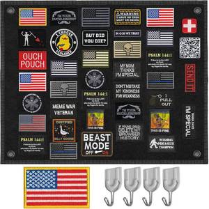 lot 6295 image: Tactical Patch Board (24 x 18)  Morale Patch Hanging Wall Panel Display Holder for Military, Army, Combat, Uniform, Morale Emblem Hook & Loop Collection, Patch Organizer Banner Sheet - Retail $13