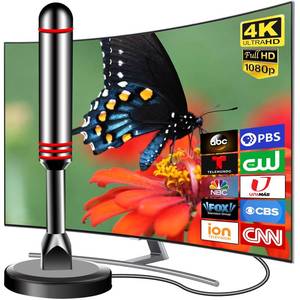lot 6302 image: TV Antenna for Smart TV Indoor, 2026 Digital Indoor Antennas with Strong Magnetic Base, 360°&Long Range Reception TV Antenna for Local Channels, Easy Setup Digital HD Antenna for TV Without Cable - Retail $14