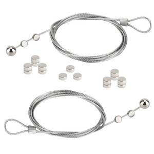 lot 6305 image: OOTSR 2 Pcs Magnetic Photo Hanging Wire and 24 Pcs Mini Magnets, 2m(6.5ft) Stainless Steel Magnetic Photo Rope for Vertical Picture Hanger and Wall Decor - Retail $10