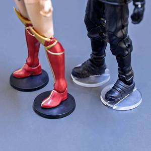 lot 6307 image: FIGURESLAB 56PCS Action Figure 6 inch Display Stand, Toy Support Holder Stands Base, Compatible with GiJeo Classified SeriesMavel Legends SeriesD CMo tu 112 Figures, Mix Clear & Black - Retail $15