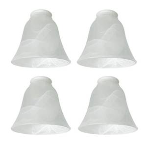 lot 6313 image: 4 Pack Ceiling Fan Light Covers, Transitional Style Replacement Bell Shaped Glass Shade Ceiling Fan Replacement Globes (Alabaster, 4-34) - Retail $30