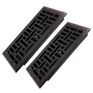 lot 6320 image: Howeall 4x10 Inches 2 Pack Heavy Duty Walkable Floor Register Easy Adjust Air Supply Lever Floor Vents - Seattle Design - Vent Cover for Home Floor - Oil Rubbed Bronze - Retail $36