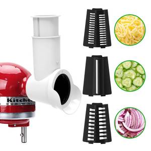 lot 6329 image: Slicer Shredder Attachments for KitchenAid Stand Mixer Cheese Grater Attachment for KitchenAid, Slicer Accessories with 3 Blades by Aien - Retail $19