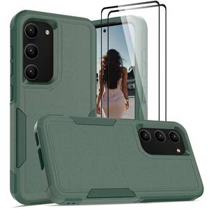 lot 6330 image: Jeylly Compatible with Samsung Galaxy S23 Plus Case, Galaxy S23 Plus Case and 2 Pack Tempered Glass Screen Protector Heavy Duty Shockproof Dual Layer Full Body Protection Phone Cover, Green - Retail $12