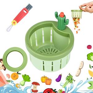 lot 6337 image: Upgraded Automatic Pressing Sink Filter, Cactus Sink Strainer, Kitchen Waste Collector Filter, Kitchen Accessories Sink Drain Stopper, and Cleaning Brush (1, Green)