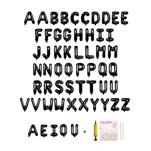 lot 6338 image: Jolixiraz 58 PCS Letter Balloons Alphabet Letters 2 Sets A- Z & 1 Sets AEIOU 16 - Inch Mylar Foil Balloons Set for WeddingBirthdaysAnnivsGrads party Decoration Banner Custom Phrase (black) - Retail $17