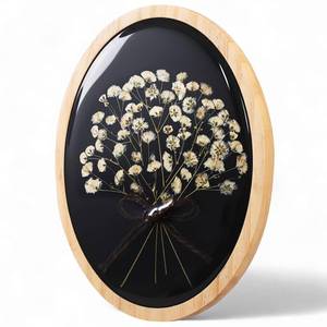 lot 6339 image: Kathfly Wooden Pressed Flower Wall Decor Resin Natural Babys Breath Wall Art Framed Dried Flower Artwork with Bow Boho Floral Hanging Decor for Bedroom Living Room Gallery Office(5x7 Inch)