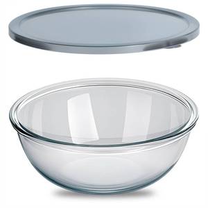lot 6341 image: OZY 6.3 Quart Large Glass Mixing Bowl with Lid,Large Glass Bowl for Sourdough Bread Making,Kitchen Salad Bread Storage - Retail $40