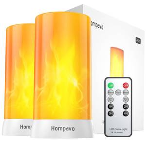 lot 6355 image: Hompavo Upgraded LED Flame Lights with Remote & Timer, 4-Mode Rechargeable Battery Operated Flameless Candles, Waterproof Pillar Flickering Lanterns for Bathroom Patio Wedding Halloween Home Decor - Retail $34