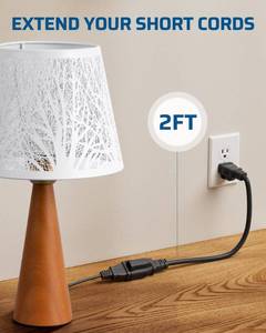 lot 6359 image: DEWENWILS 1-Pack 2FT Heavy Duty Extension Cord, 16 AWG SJTW Weatherproof Power Cable for Indoor, 3-Prong Grounded Plug for Holiday DecorHomeGarden, ETL Listed, Black - Retail $12