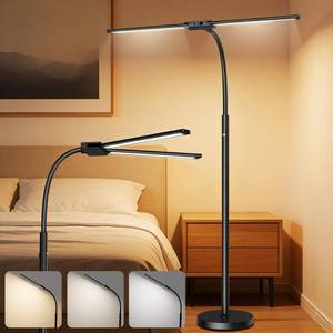MOKOQI Rechargeable Cordless Floor Lamp with Battery 8000mAh, 15W Dual Head Adjustable Gooseneck LED Reading Lamp, Bright Floor Standing Light for Home, IP54 Rated - Retail: $50