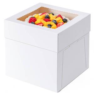 lot 6377 image: 3 Pack Cake Boxes 10 Inch, 10x10x8 Inches Tall Cake Large Box, Disposable Cakes Transport Containers with Lids, Bakery Boxes with Large Window, for Cookies Pies Cupcakes Pastry-Wedding,Birthday, Party - Retail $6